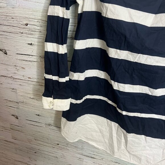 Derek Lam 10 Cosby Off the Shoulder blue white striped size 6 - Picture 3 of 9